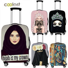 Hijab Face Muslim Islamic Gril Eyes print luggage covers  Travel Accessories elastic anti-dust suitcase cover for 18-32 2024 - buy cheap