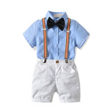 Ropa para niños de 1 a 7 años, camisa de manga corta, pantalones cortos, color azul cielo, conjuntos de ropa para niños pequeños 2024 - compra barato