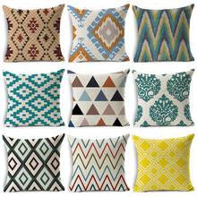 ZENGIA Boho Geometric Cushion Cover 45x45cm Linen Brown Green Black Pillow cover for Sofa Living Room decoration Home Decoration 2024 - buy cheap