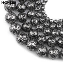 HGKLBB-Cuentas redondas sueltas de hematita de Lava negra, piedra Natural, para fabricación de joyas, 4, 6, 8, 10, 12mm, collar, pulsera, accesorios DIY 2024 - compra barato