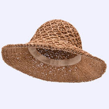 High Quality Summer Classic Paper Straw Hats Foldable New Fashion Women Casual Round Top Beach Sun Visor Cap For Holiday 2024 - buy cheap
