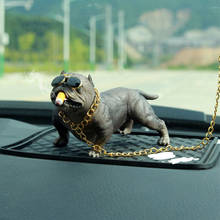 1 PC Cool Dog Ornament Mini Bully Pitbull Dog Car Head Shaking Home Figurines Car Interior Decoration 4 Colors 2024 - buy cheap