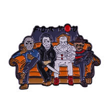 Friends TV Show Funny Parody Brooch Horror Movie Serial Killers Collection Pin Wish You a Creepy Happy Halloween! 2024 - buy cheap