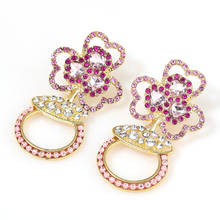HYSECMAO New Design Geometric Metal Flower Drop Earrings Bohemia Acrylic Pink Dangle Earring for Women Korean Jewelry for Women 2024 - buy cheap