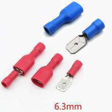 100pcs FDD 1.25-250 MDD 6.3mm Red Blue Female + Male Spade Insulated Electrical Crimp Terminal Connectors Wiring Cable Plug 2024 - buy cheap