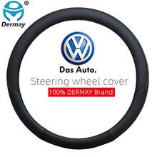 100% DERMAY Brand Leather Car Steering Wheel Cover for Volkswagen VW Touran Auto interior Accessories 2024 - buy cheap