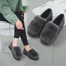 Moda feminina inverno quente lã + rabbitr pele botas de neve sapatos de couro genuíno mulher apartamentos saltos tornozelo botas tamanho 2024 - compre barato