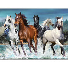 Pintura de diamante 5d Diy de caballo, bordado de diamantes de imitación cuadrados, imagen de animales, mosaico de arte, punto de cruz, decoración del hogar 2024 - compra barato