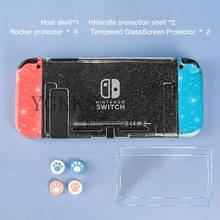 Caso claro kit de proteção para nintendo switch crtstal glitter duro habitação escudo macio joycon capa protetor tela polegar aperto 2024 - compre barato