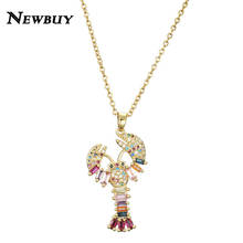 cmoonry Gold Rainbow Lobster Pendant Necklace For Woman CZ Zirconia Stone Necklace Party Jewelry Best Gift 2024 - buy cheap