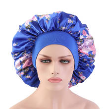 Touca feminina cetim larga, chapéu tamanho grande estampa floral elástico sedoso cuidado com a cabeça touca de banho para perda de cabelo 2024 - compre barato