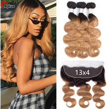 Honey Blonde Bundles With Frontal Ombre Human Hair Bundles With Frontal 1b 27 30 99j Burgundy Body Wave 3 Bundles With Closure 2024 - buy cheap