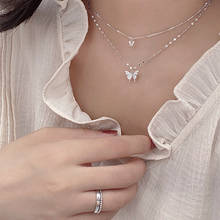 Silver Color Clavicle Chain Crystal Butterfly Charm Pendant Choker Necklace For Women Girls Statement Jewelry dz788 2024 - buy cheap