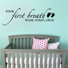Wall Decals For Your First Breath Took Ours Away Nursery Room Wall Sticker Quote Kids Bedroom Memorial Decoration WL637 2024 - buy cheap