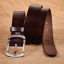 Cinturón de cuero genuino para hombre, correa de alta calidad con hebilla ajustable, color negro, a la moda 2024 - compra barato