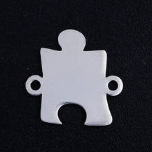 5pcs/lot Jigsaw Puzzle Stainless Steel Jewelry Pendant DIY Charms Wholesale Bracelet Making Charm OEM Order Accepted 2024 - buy cheap