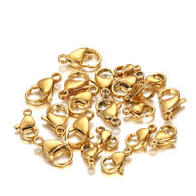 Ganchos de acero inoxidable chapados en oro para fabricación de joyas, ganchos, conectores de 6x12mm, 30 unids/lote 2024 - compra barato