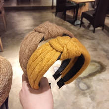 Diadema ancha de lana tejida para mujer, bandanas elásticas simples para el pelo, accesorios para niña, diadema Lisa suave, tocado 2024 - compra barato