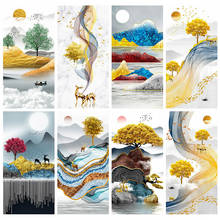 Huacan kit de arte de pintura quadrada completa com diamante, árvore 5d, faça você mesmo, bordado, mosaico, decorações de paisagem para casa 2024 - compre barato