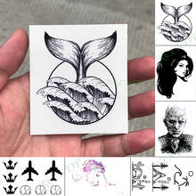 Водостойкая Временная тату-наклейка, татуировка на ногах, Кит, цветы, самолет, искусственная татуировка, флэш-тату, маленькая татуировка для детей, девочек, мужчин и женщин 2024 - купить недорого