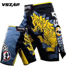 VSZAP-pantalones cortos de boxeo para hombres y mujeres, ropa de boxeo con diseño geométrico de Tigre, Muay Thai, mma, color dorado, Kirin, sanda 2024 - compra barato