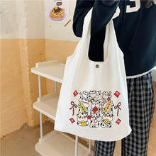 Chinese Fashion Canvas Bag For Women Cartoon Cow Print Shoulder Bag Large-capacity Tote Bag Shopping Bag Crossbody Bag Women Sac 2024 - buy cheap