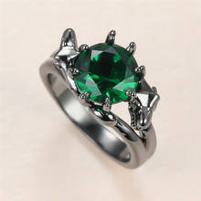 Anel de noivado masculino e feminino, anel de cristal verde ou dourado, vintage, 14k, para mulheres e homens, punk, cabeça de cobra 2024 - compre barato