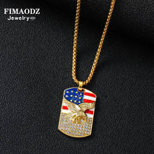 Fimaodz hiphop bandeira americana águia colar de alta qualidade liga moda pingente de cristal colar masculino jóias 2024 - compre barato