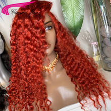 Orange Red Human Hair Wig For Women 180% Red Curly Lace Front Wig Deep Side Part Brazilian Remy Lace Front Human Hair Wigs 2024 - buy cheap