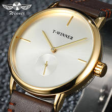 Relógio mecânico masculino, relógio da moda com pulseira de couro genuíno, preto, para negócios 2024 - compre barato