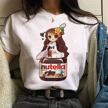 Летняя женская футболка Kawaii Nutella, футболка с мультяшным принтом, повседневные Забавные топы в стиле Харадзюку, женские футболки 2024 - купить недорого