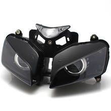 Motocicleta hid bi-xenon projetor conjunto do farol l/h feixe led branco anjo azul demônio olhos lâmpada para honda cbr1000rr 04-07 2024 - compre barato