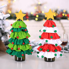 Cubierta de botella de vino estilo árbol de Navidad, decoraciones navideñas para el hogar, adorno de botella de Navidad, decoración de mesa, regalo de Navidad 2019 2024 - compra barato