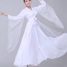 Vestido de dança clássico adulto, fantasia elegante estilo chinês, elegante, branco/vermelho, traje hanfu ae703 2024 - compre barato