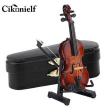 Modelo de violino de 8cm com estojo, acessórios para casa de bonecas, mini instrumento musical, decoração, presente 2024 - compre barato
