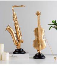 Hot European Luxury Violin Figurines Sax Statuettes Resin Musical Instrument Note Model Decor Home Decoration Accessories Modern 2024 - buy cheap