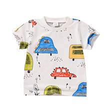 Verão respirável meninos camiseta criativo dos desenhos animados impressão de carro manga curta gola redonda superior crianças roupas casuais t 2024 - compre barato