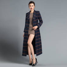 Abrigo largo a cuadros para Mujer, abrigo de lana, elegante, ajustado, para Invierno, KJ180, 2020 2024 - compra barato