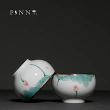 Pinny 85ml xícaras de chá de lótus pintadas à mão, copos de chá chinês decorados vintage 2024 - compre barato
