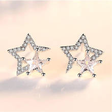 Pendientes de plata esterlina 925 para mujer, aretes con forma de estrella de Micro circón brillante, regalos de joyería, S-E580 2024 - compra barato