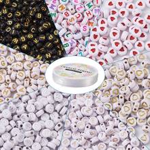 1700pcs Letter Bead Alphabet Acrylic Beads Heart Flat Round Loose Spacer Beads Elastic Crystal Thread Cord For Jewelry Making 2024 - buy cheap