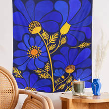 Tapeçaria de parede floral azul estilo boho, decoração de mandala, com margaridas, para decoração de paisagem 2024 - compre barato