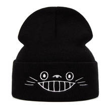 Chapéu de malha de algodão totoro anime desenho animado quente inverno esqui gorro de malha crânios e gorros unissex moda hip hop bonés 2024 - compre barato