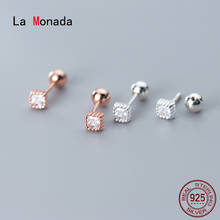 La Monada-pendientes de tuerca cuadrados para mujer, aretes minimalistas finos de plata 925, joyería, pendientes de tuerca de plata 925 2024 - compra barato