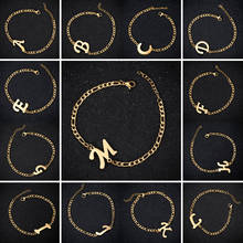 26 alfabeto carta charme pulseira de aço inoxidável inicial pulseiras para mulheres casal jóias ajustável femme 2024 - compre barato