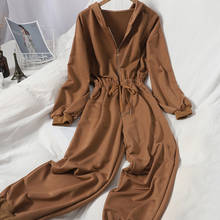 Long Sleeve Hooded Zipper Bandage Jumpsuit New 2020 Autumn Fashion Women Solid Slim Haren Rompers Korean Ladies Casual Bodysuit 2024 - buy cheap