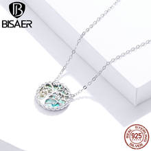 BISAER 100% 925 Sterling Silver Tree Of Life Necklaces Pendants For Women Round Shapes Link Chain Fine Jewelry Gift ECN433 2024 - buy cheap