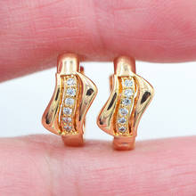 Gold Color Women Fashion Clear Zirconia CZ Twist Hoop Huggie Earrings Jewelry 2024 - buy cheap