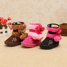 Botas de invierno para niñas pequeñas, botines de nieve con flores, bonitos, cálidos 2024 - compra barato