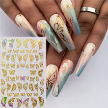 8pcs/set 3D Laser Nail Art Stickers Colorful Gold Silver Foil Butterfly Transfer Decals Nail Decorations Adhesive Sliders 2024 - buy cheap